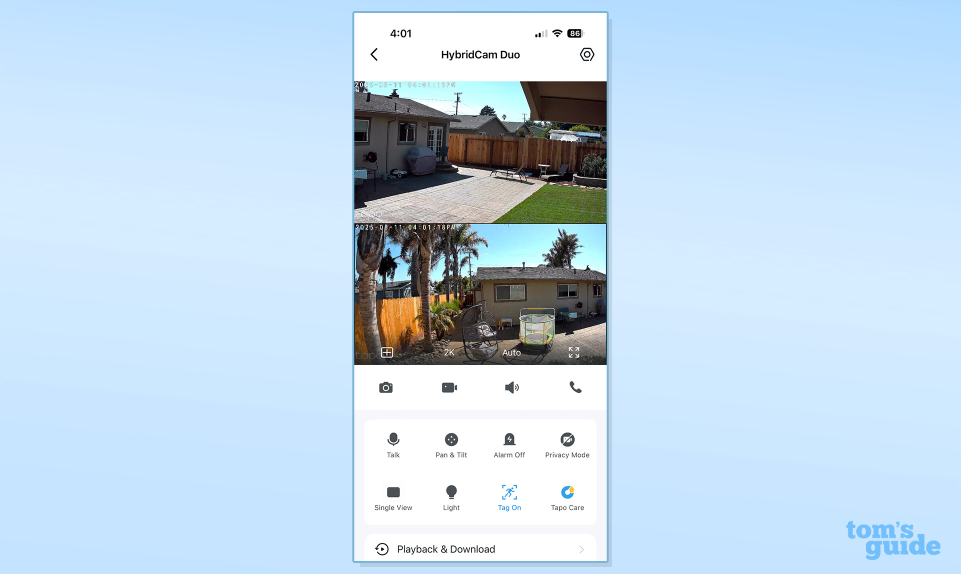 צילום מסך של אפליקציית TP-Link Tapo C246D HybridCam Duo