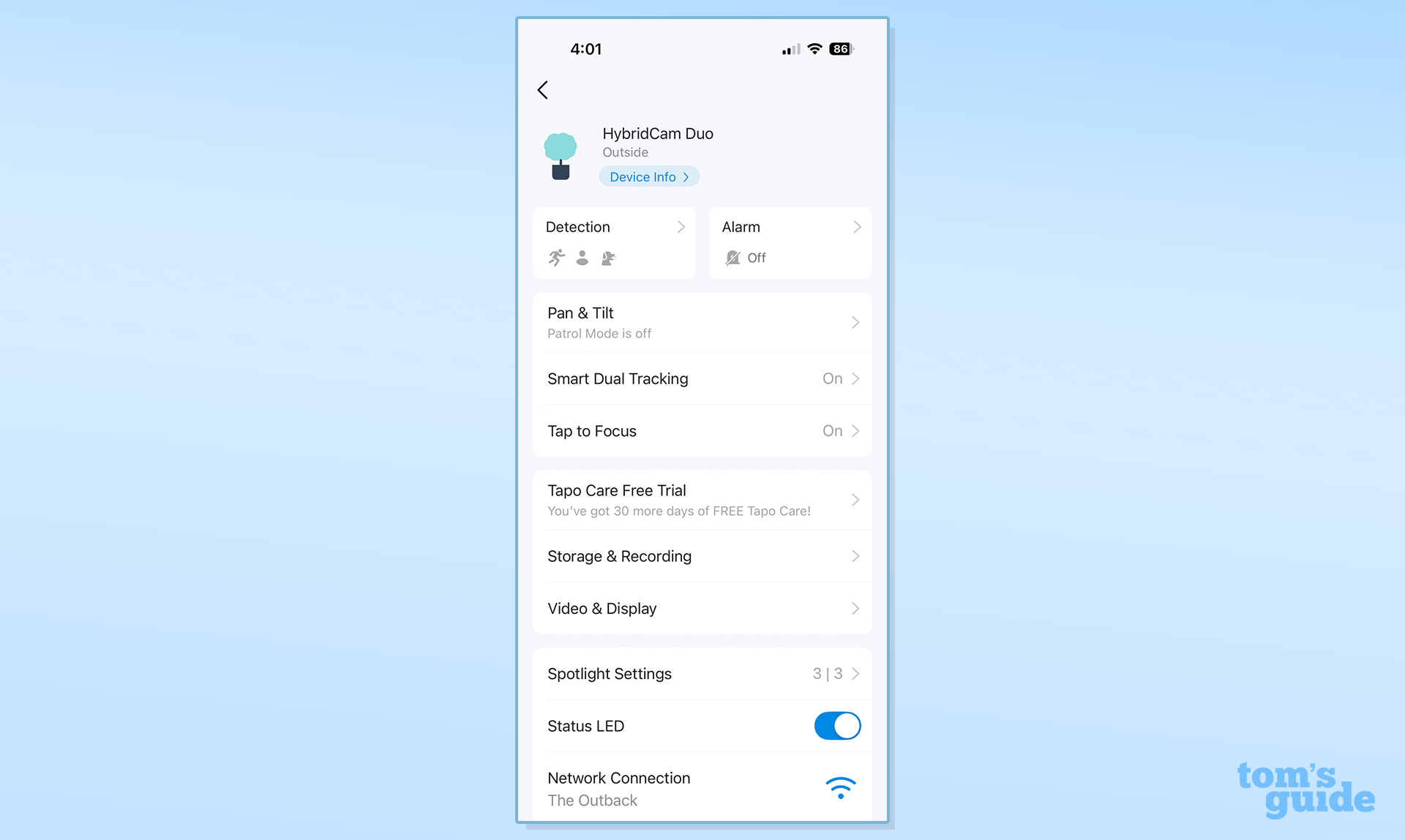 צילום מסך של אפליקציית TP-Link Tapo C246D HybridCam Duo