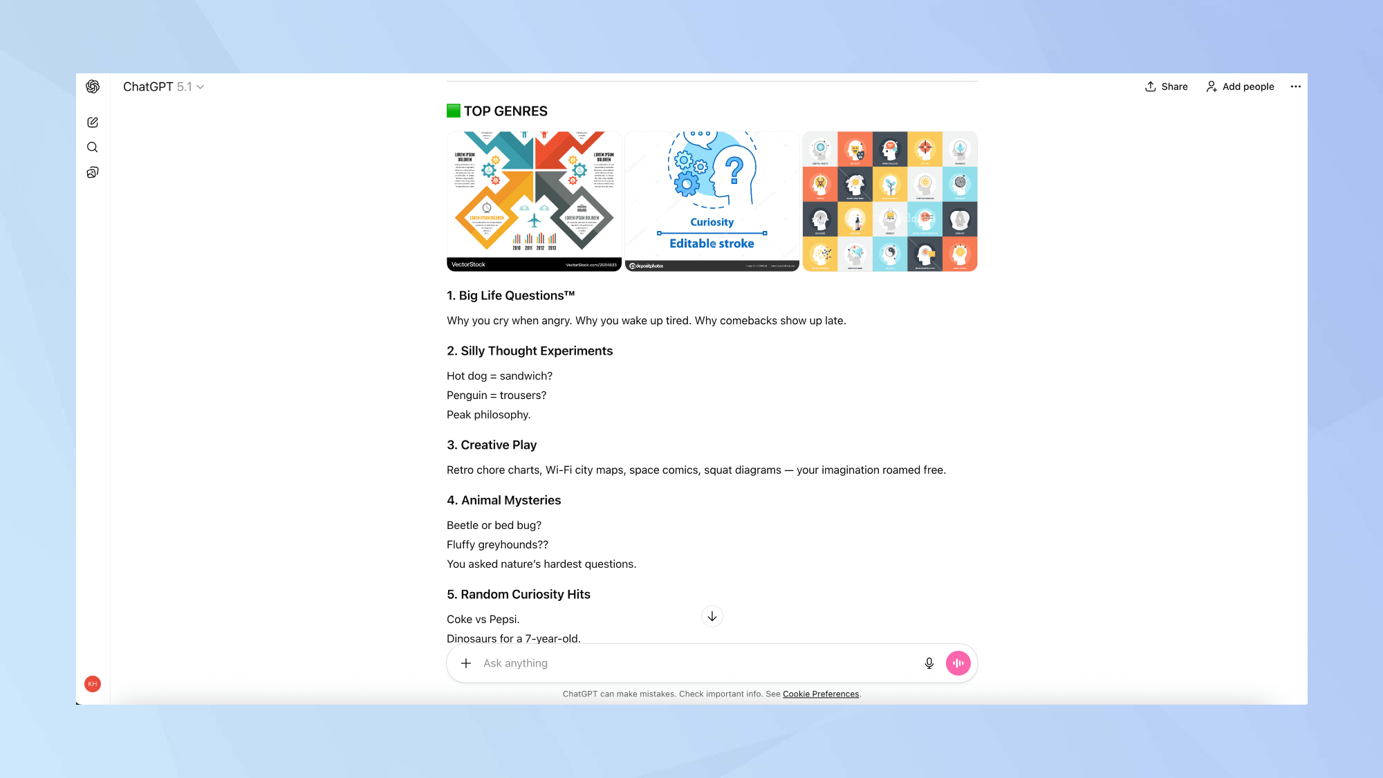 כרטיסי אינפוגרפיקה של תוצאות ChatGPT עטופות