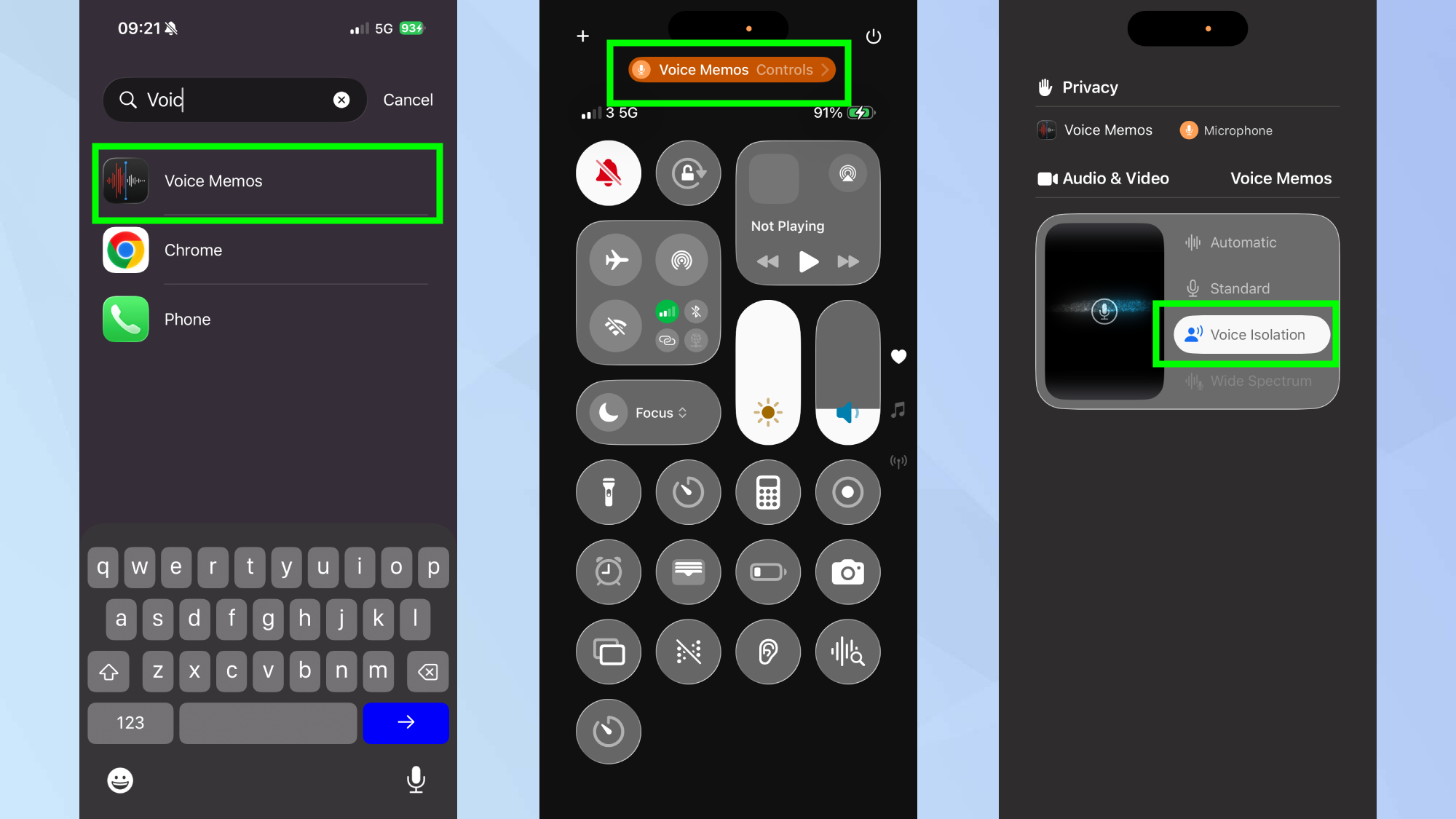 בידוד קול בתזכירים קוליים באייפון