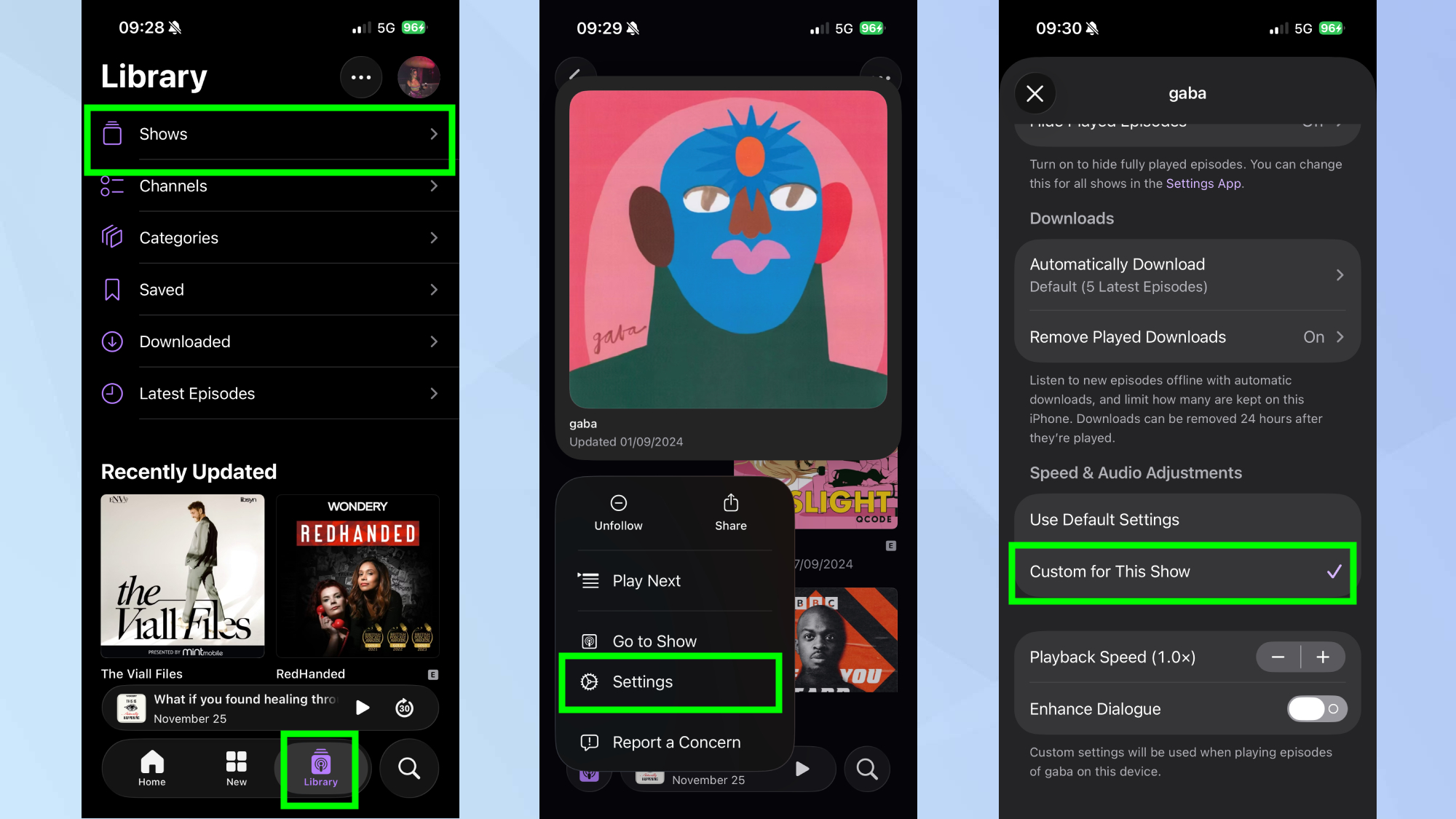 התאם אישית את תוכניות הפודקאסט שלך באייפון