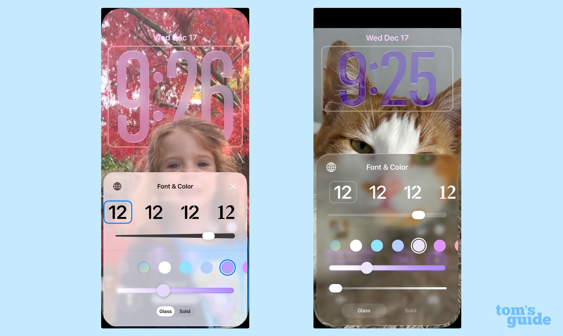 בקרי התאמה אישית של שעון iOS 26 ו-iOS 26.2 זה לצד זה