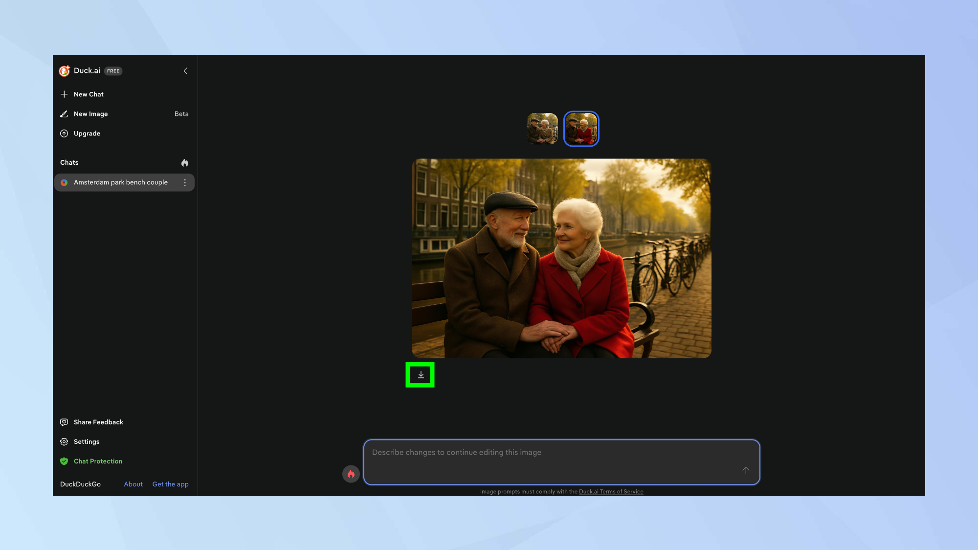 הורד תמונה שנוצרה ב-DuckDuckGo