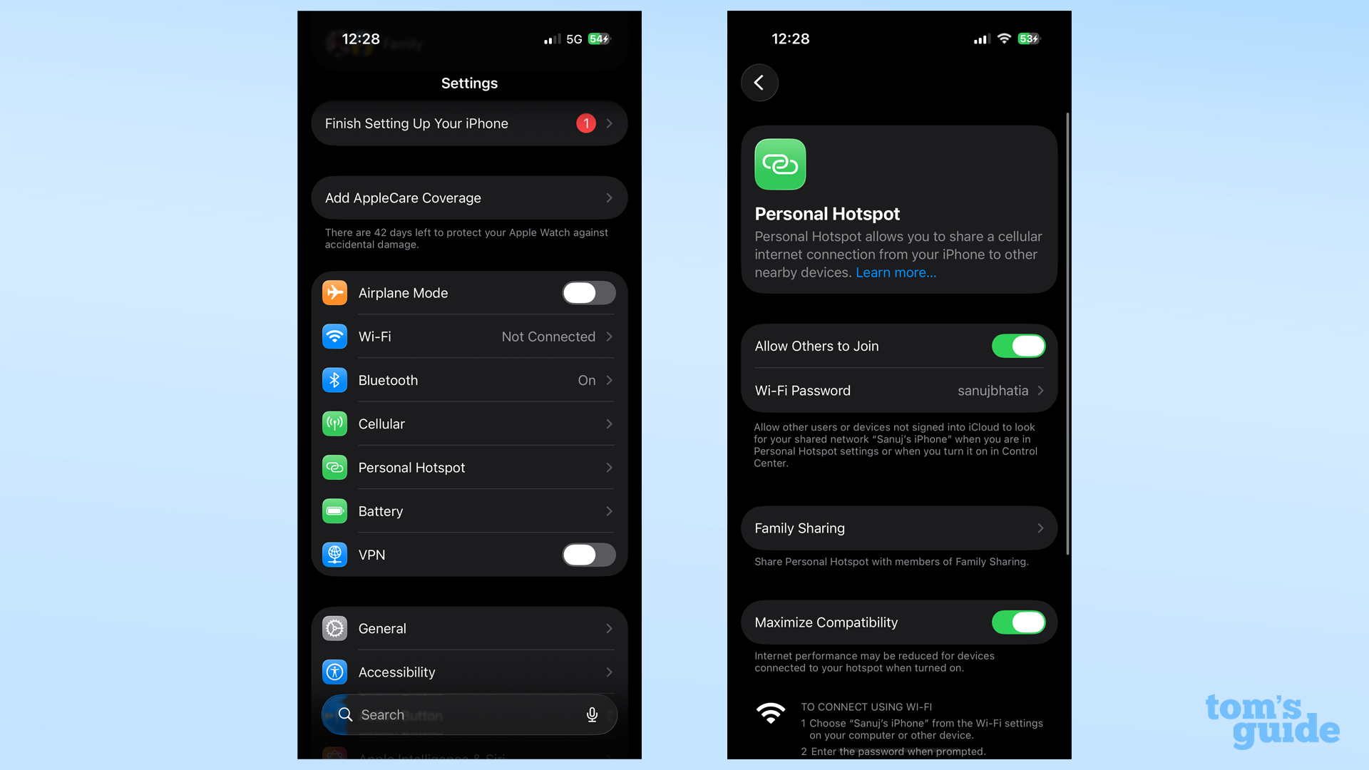 הגדרות שיתוף אינטרנט בין רשתות Wi-Fi ב-iOS