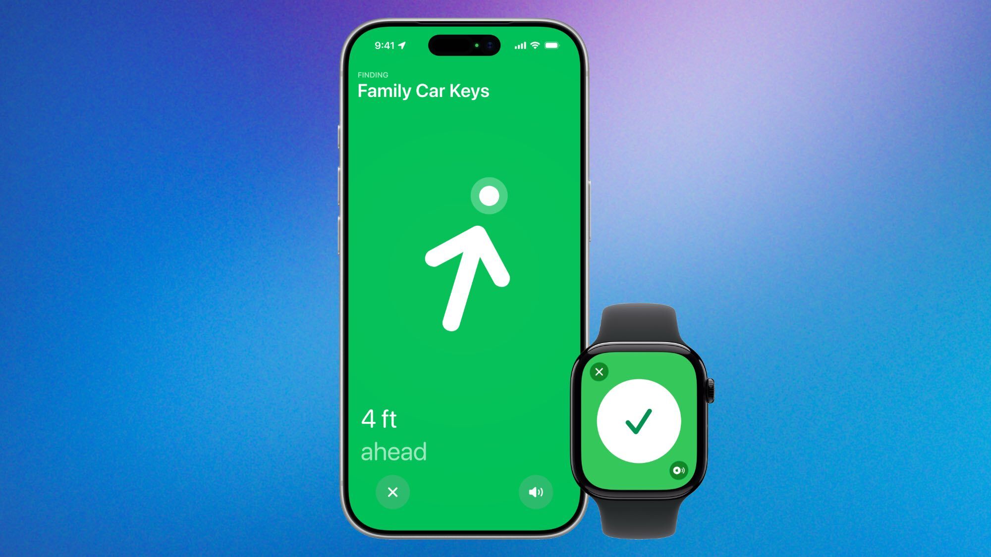 AirTag 2 על רקע כחול.