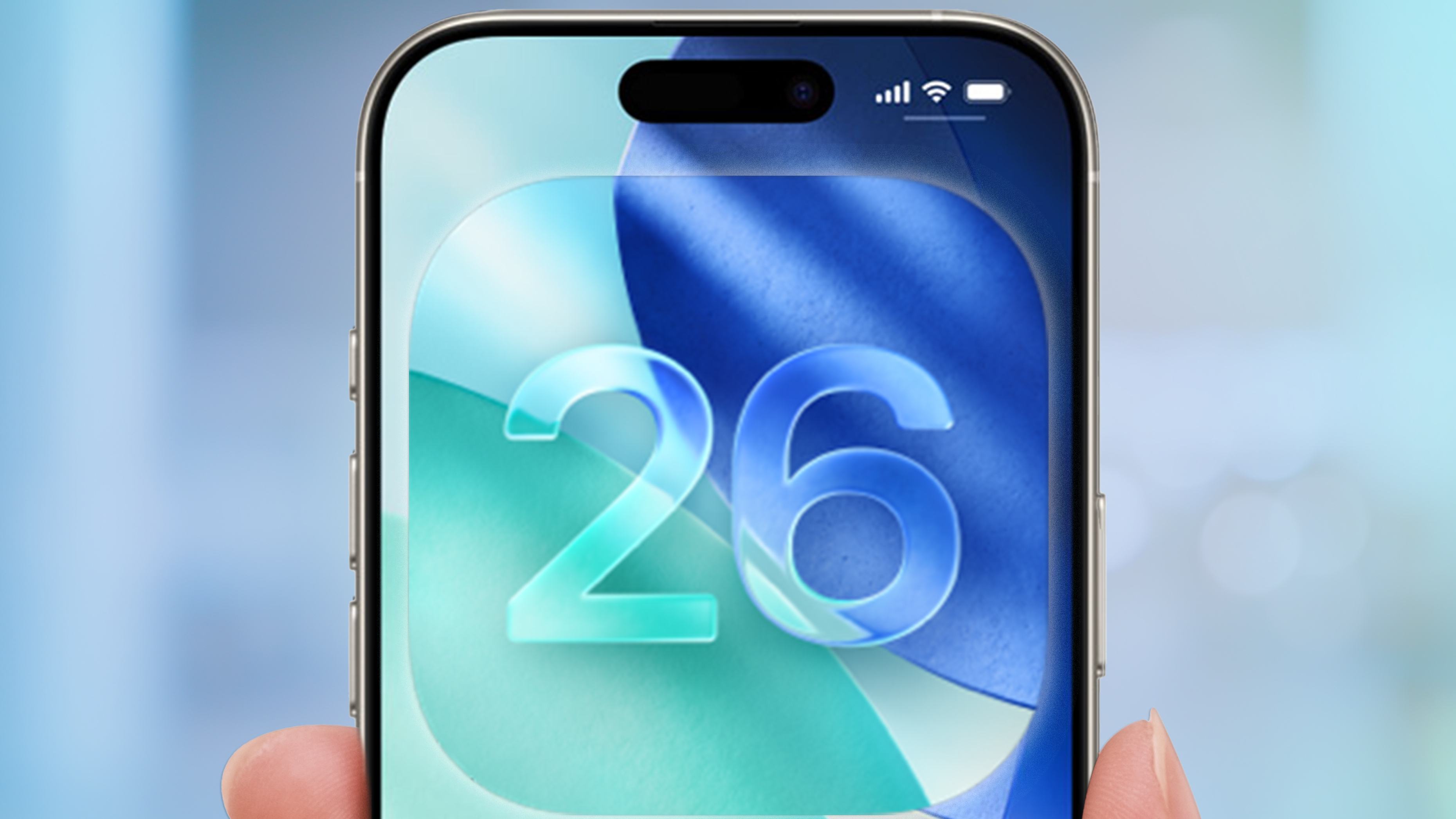 לוגו iOS 26 במסך הבית של אייפון