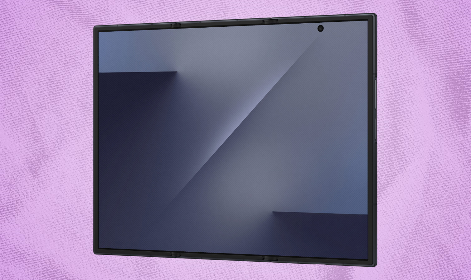 Galaxy Z TriFold על רקע סגול.