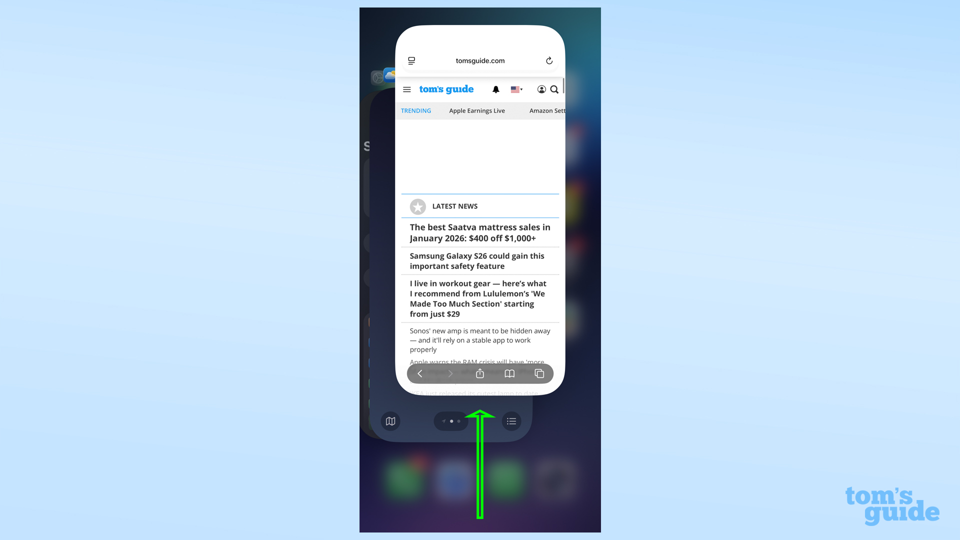 גרפיקה המייצגת את סגירת אפליקציית Safari