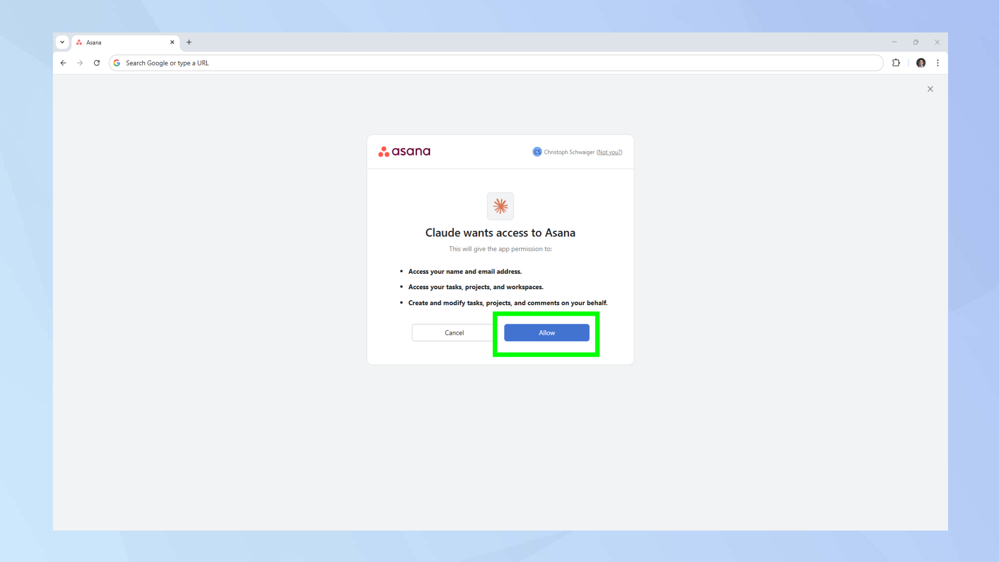 אפשר הרשאות לאפליקציה של קלוד 