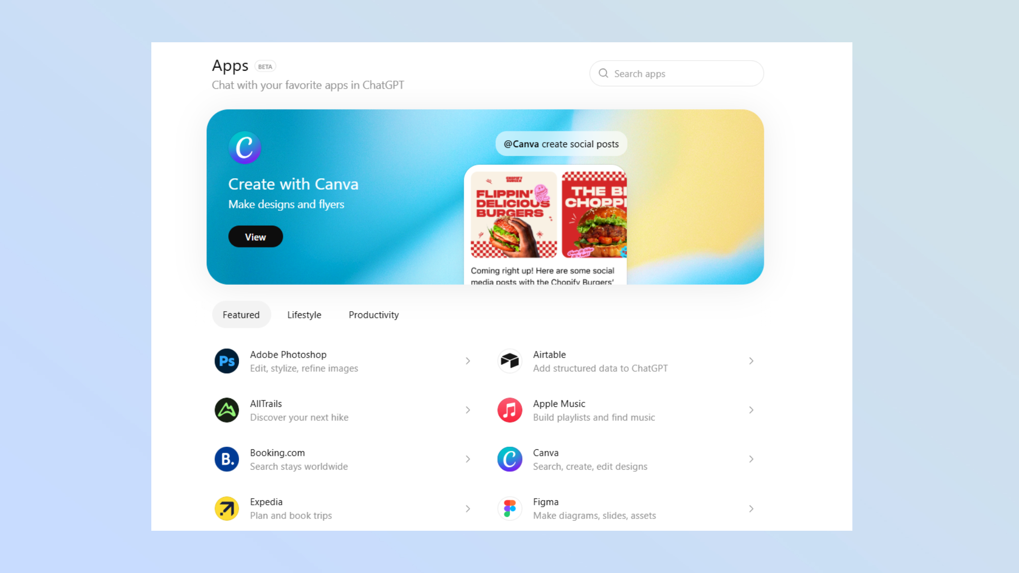 חנות אפליקציות ChatGPT