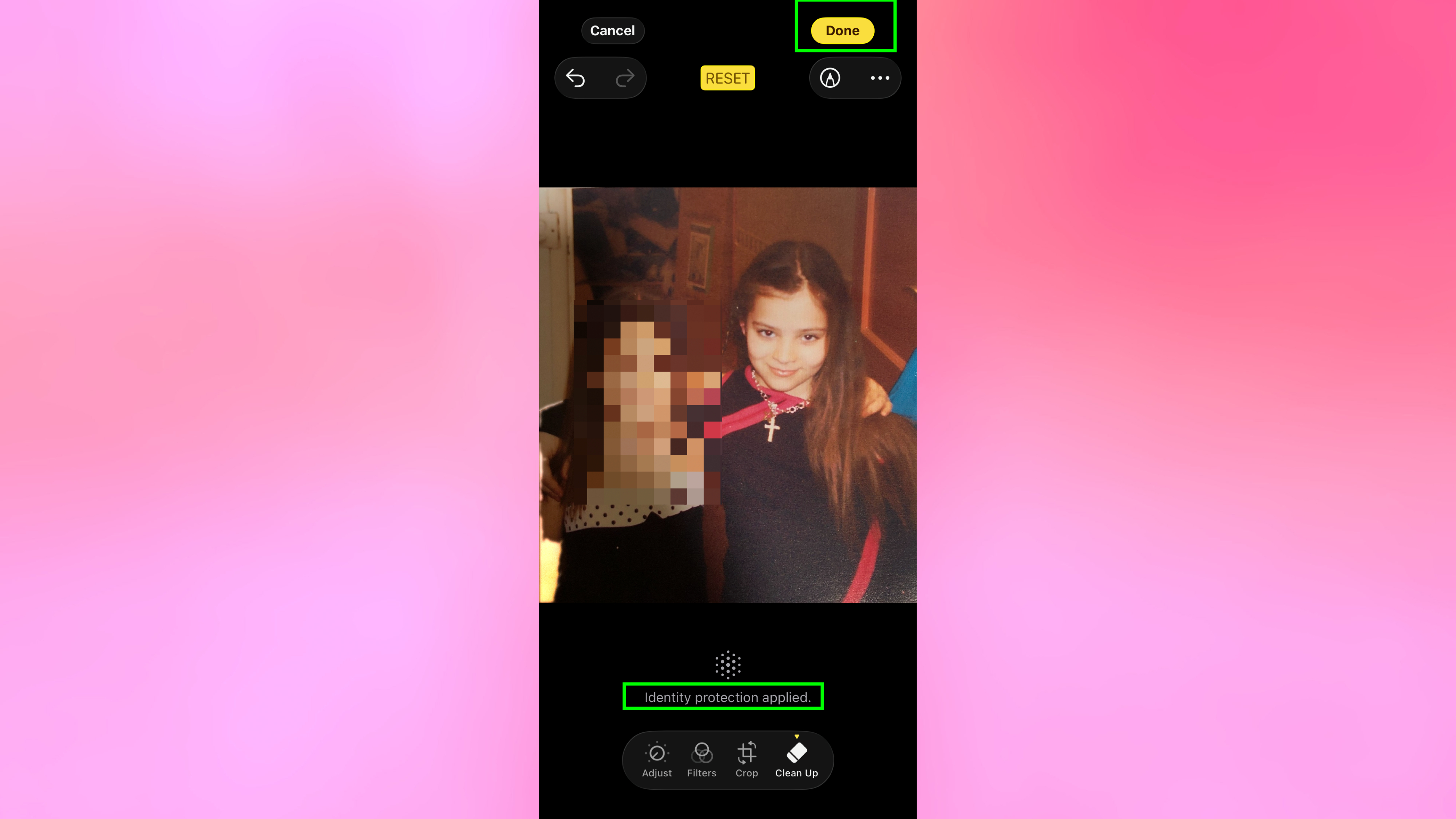 הגנת זהות מוחלת על תמונת iPhone