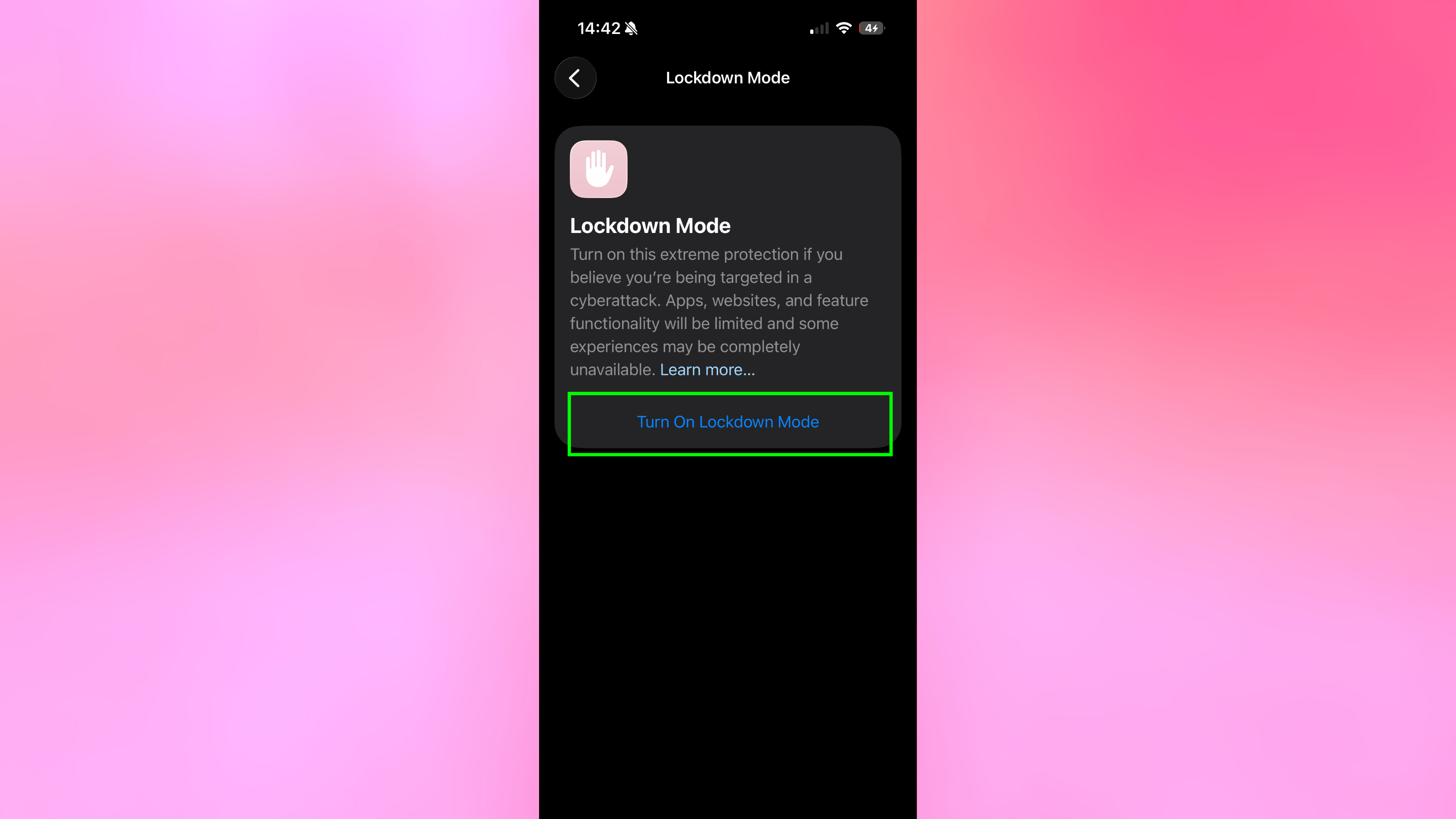 הפעל את מצב הנעילה בהגדרות האייפון