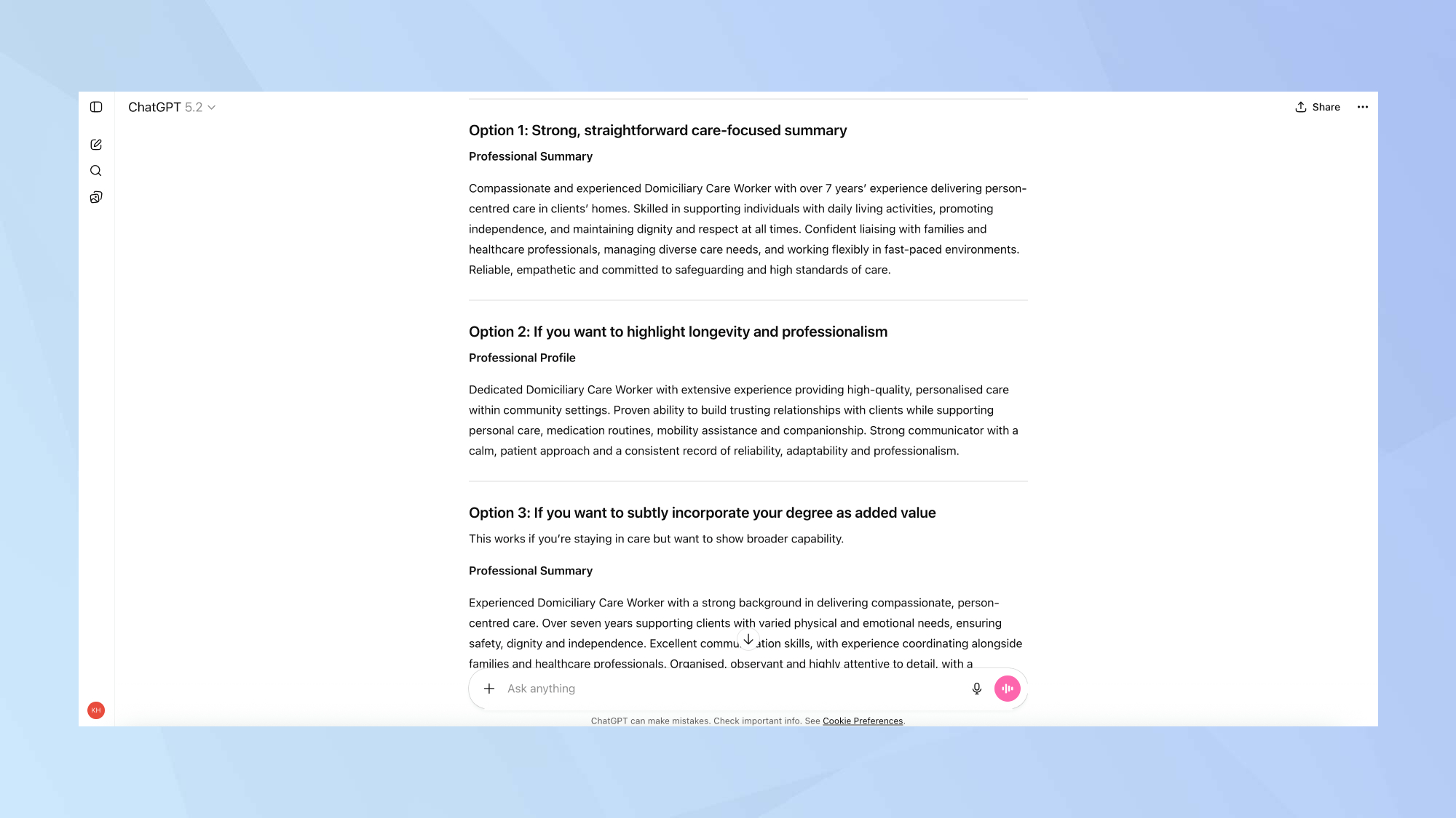 פלט סיכום מקצועי של ChatGPT