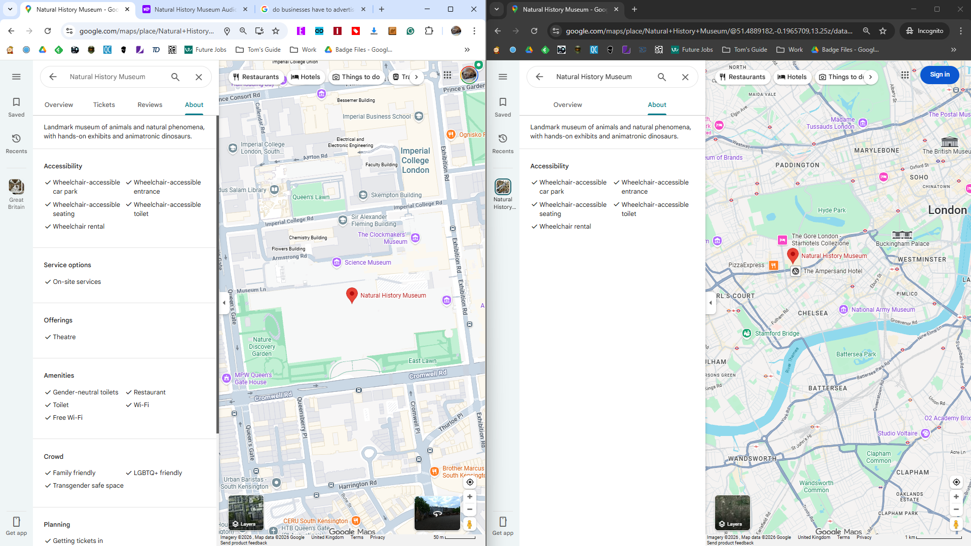 google maps מחובר לעומת מנותק