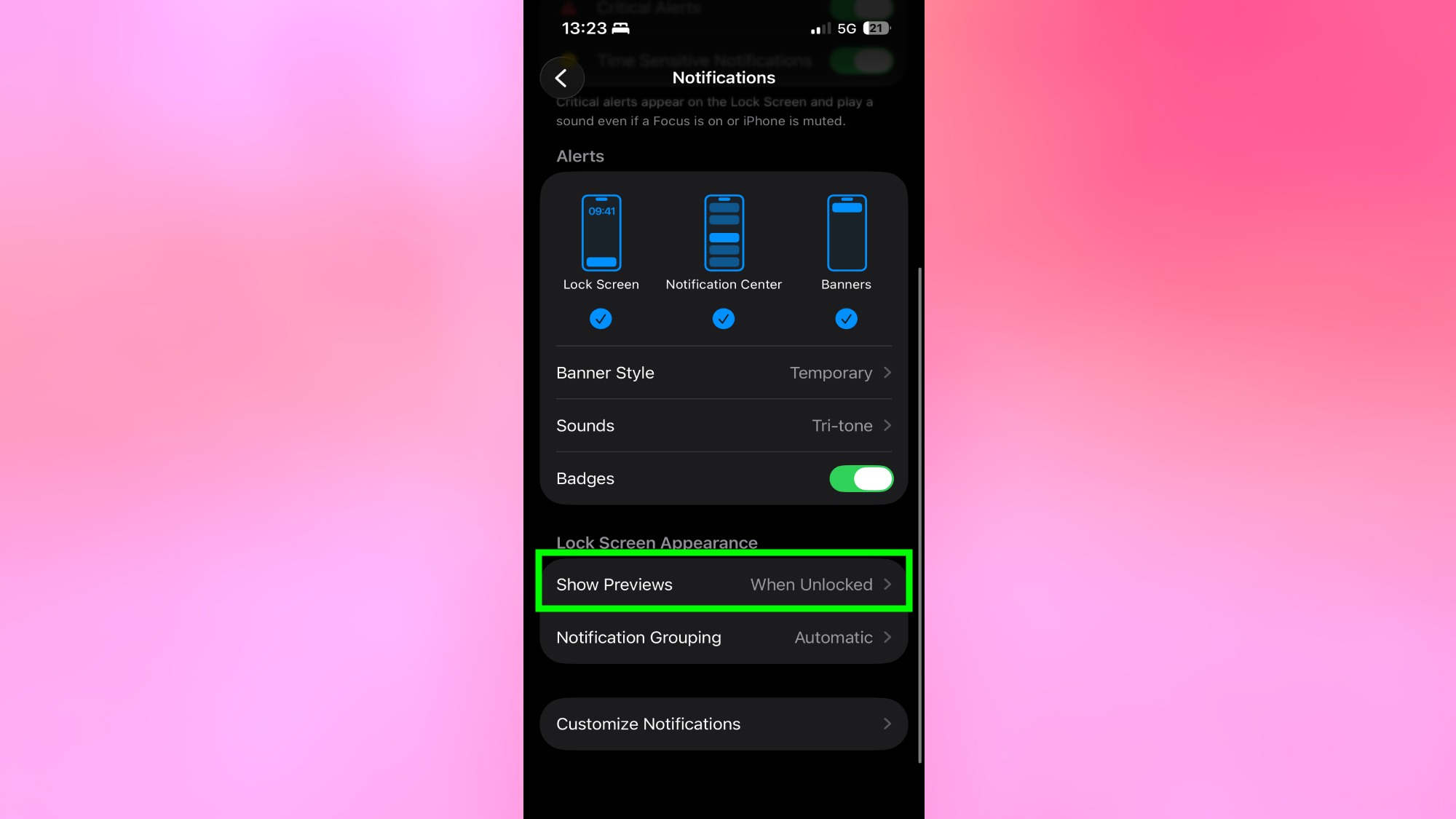 הצג תצוגות מקדימות כאשר לא נעול באייפון