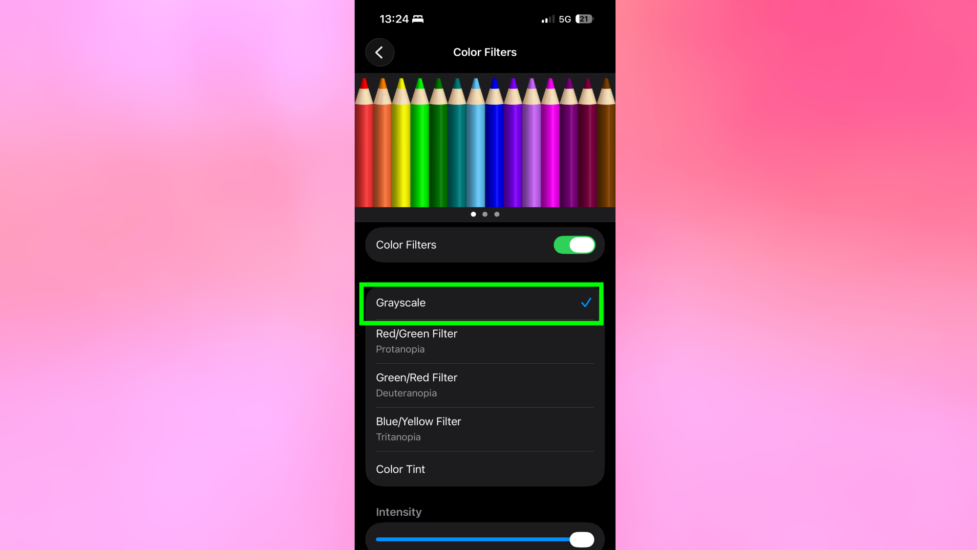 הפעל גווני אפור באייפון