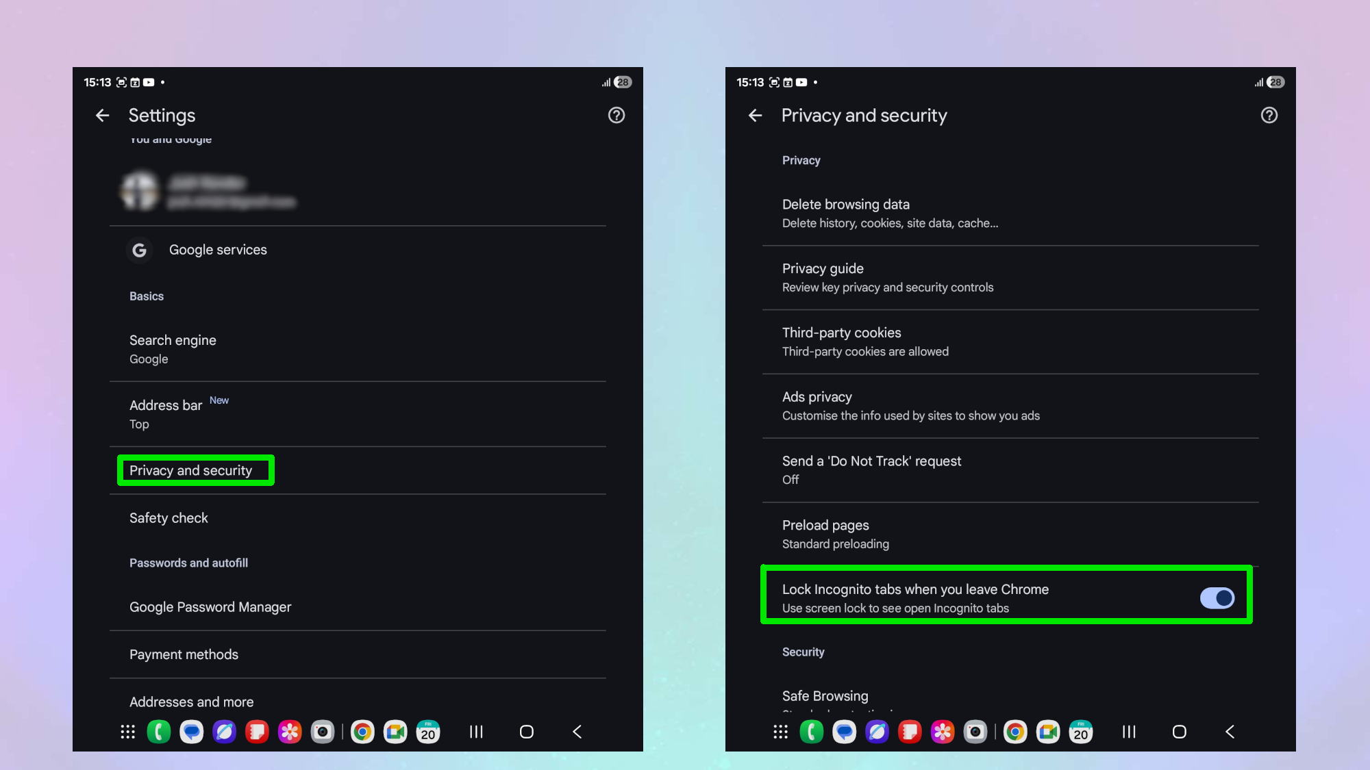 כיצד להפעיל אבטחה נוספת במצב גלישה בסתר