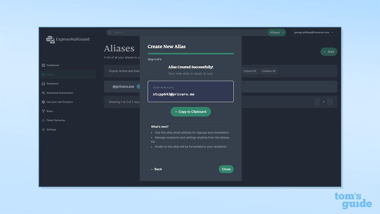 ExpressMailGuard יצר צילום מסך כינוי