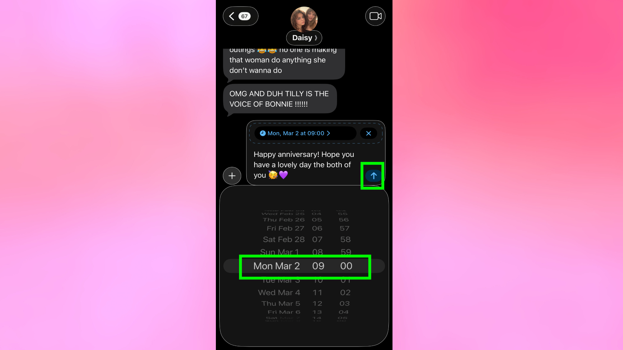 תזמן הודעה באייפון