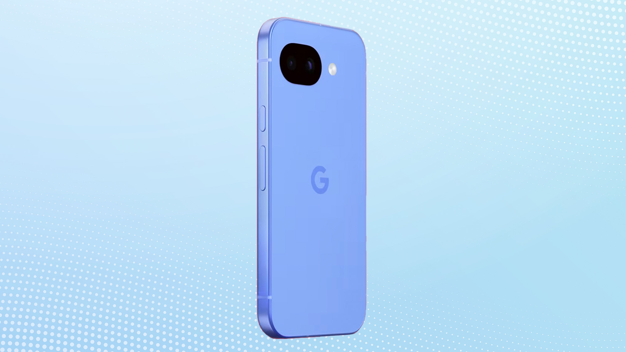 Google Pixel 10a על רקע כחול.
