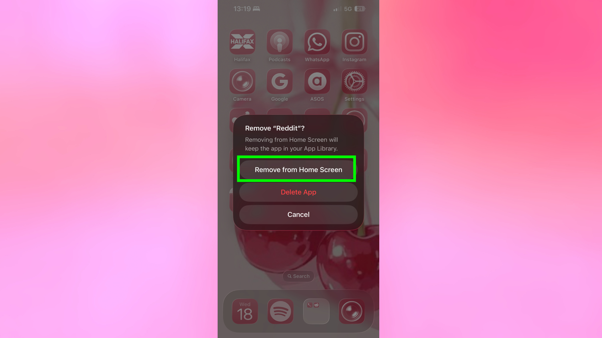 הסר אפליקציות ממסך הבית
