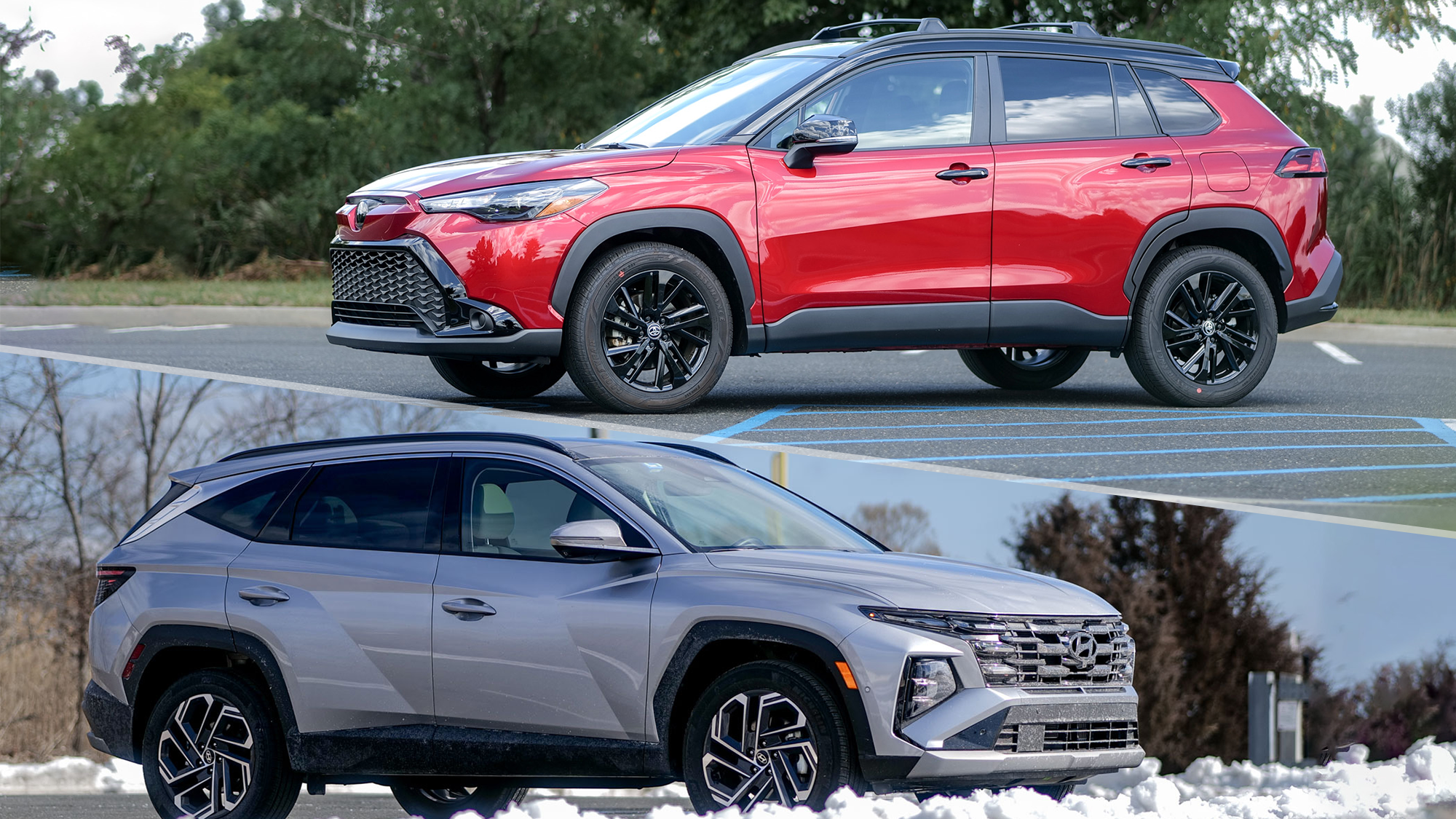 יונדאי טוסון היבריד מול טויוטה קורולה קרוס היברידית.