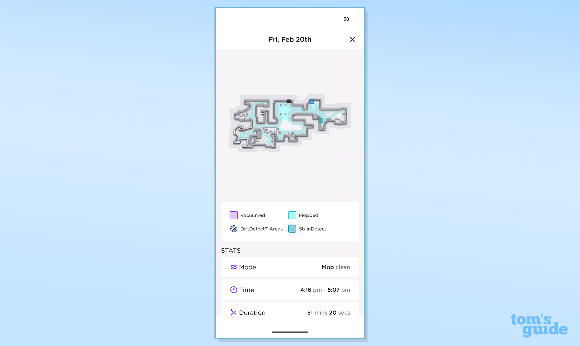 צילום מסך של אפליקציית Shark UV Reveal PowerDetect Robot Vacuum