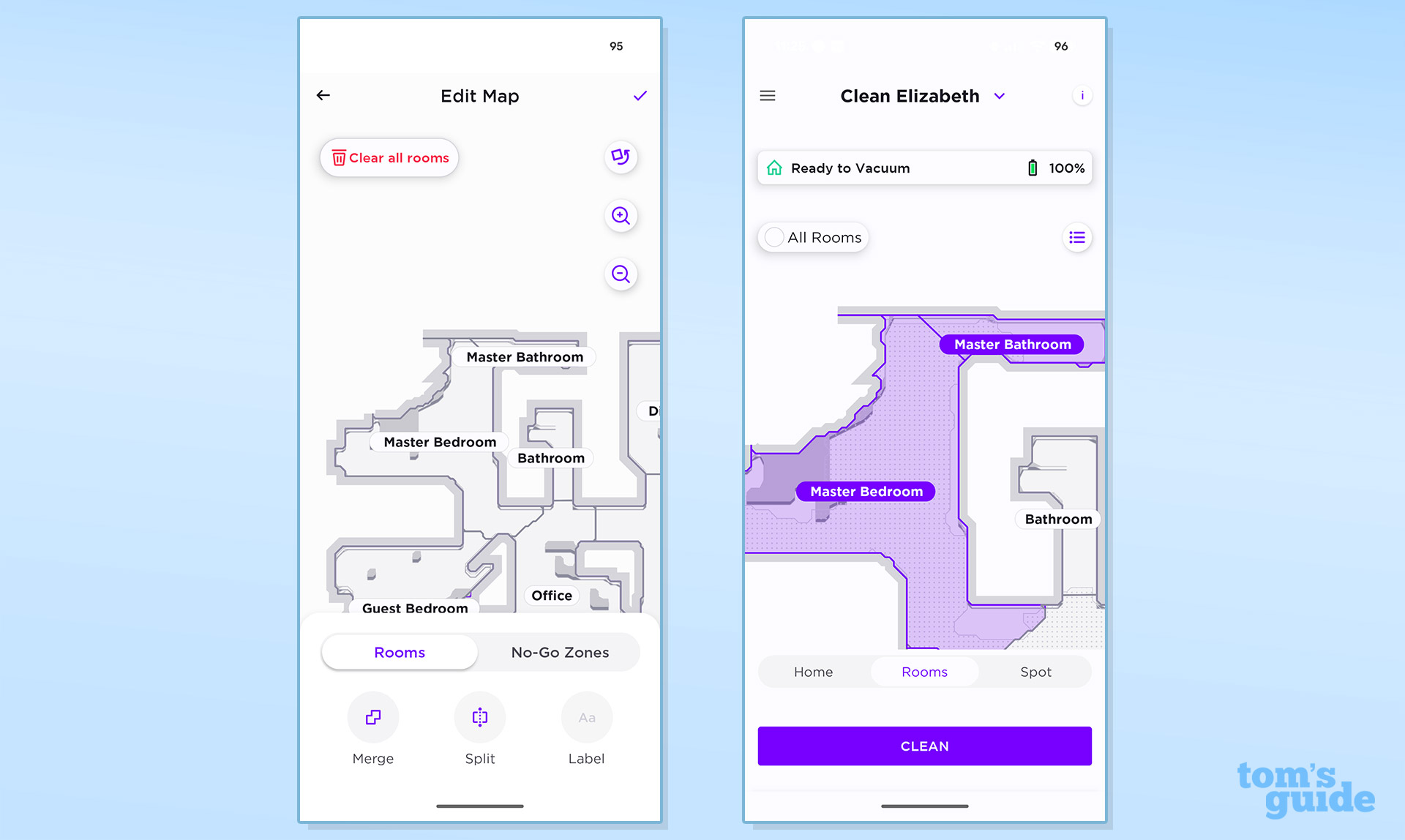 צילומי מסך של אפליקציית Shark UV Reveal PowerDetect Robot Vacuum