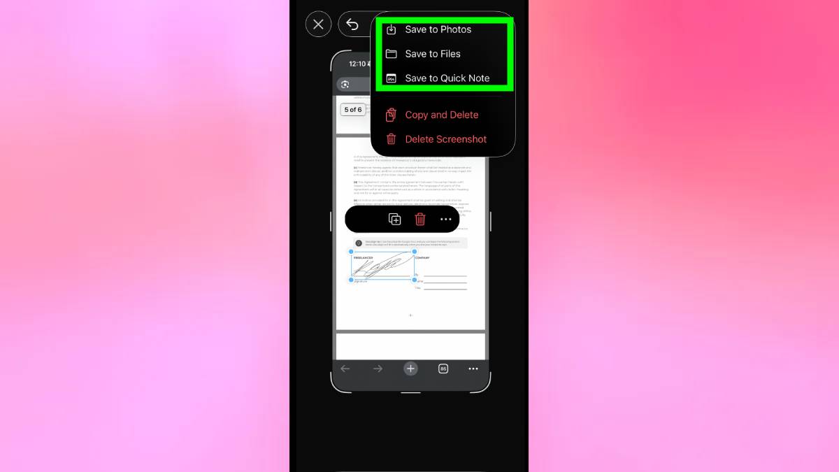 שמירת מסמך חתום באייפון