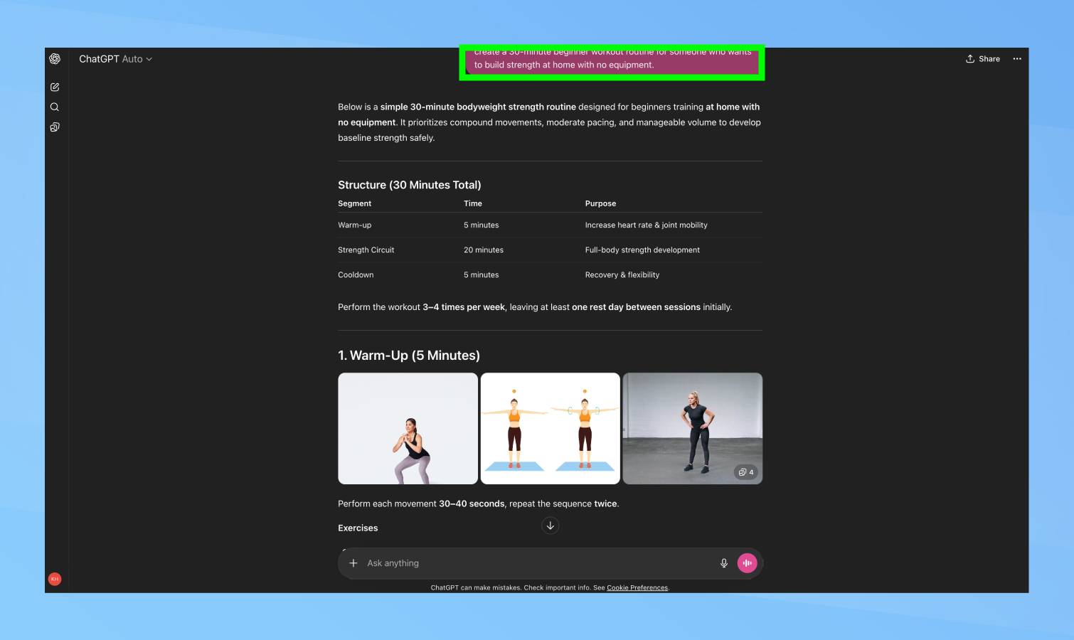 הודעת תוכנית אימון ChatGPT