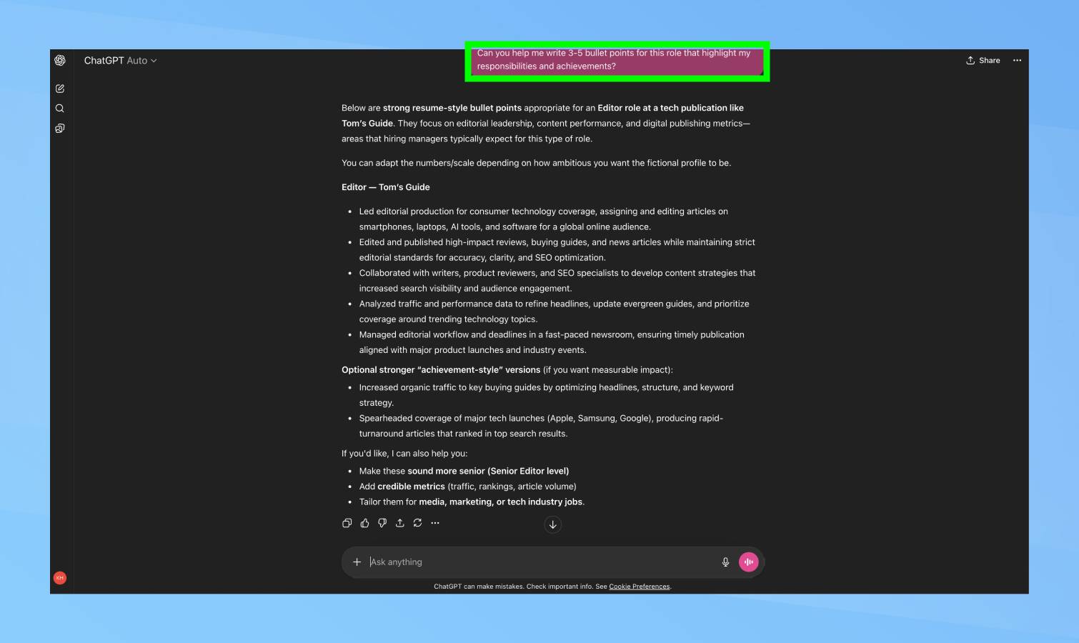 פירוק הודעת ChatGPT לקטעים