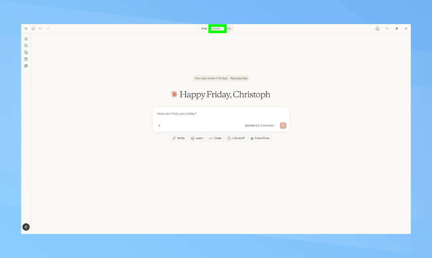 עבור אל Cowork