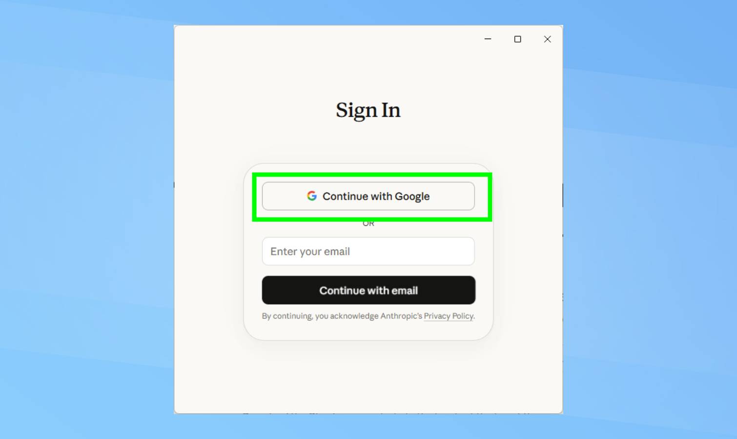 היכנס לקלוד ב-Windows
