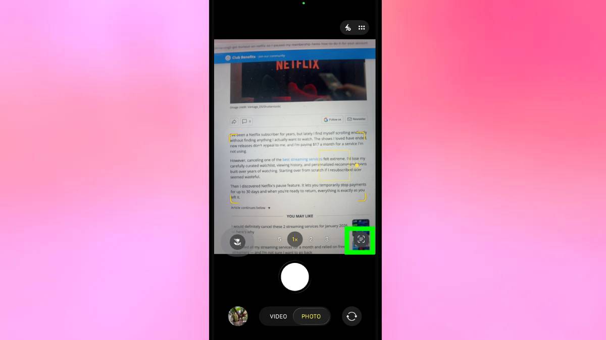 טקסט חי מודגש באייפון