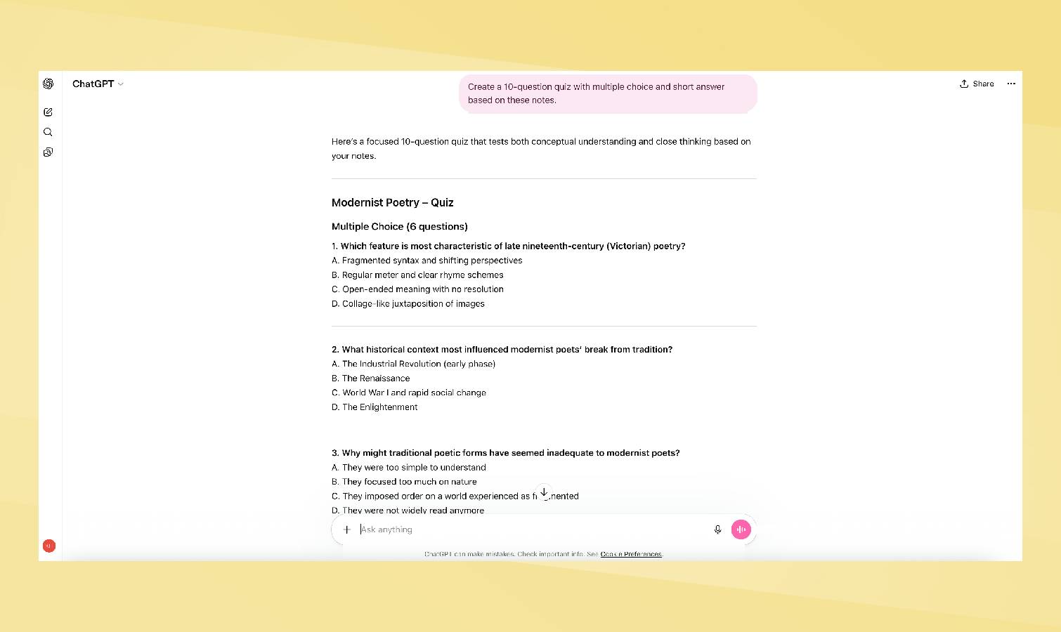 בקשת חידון ChatGPT