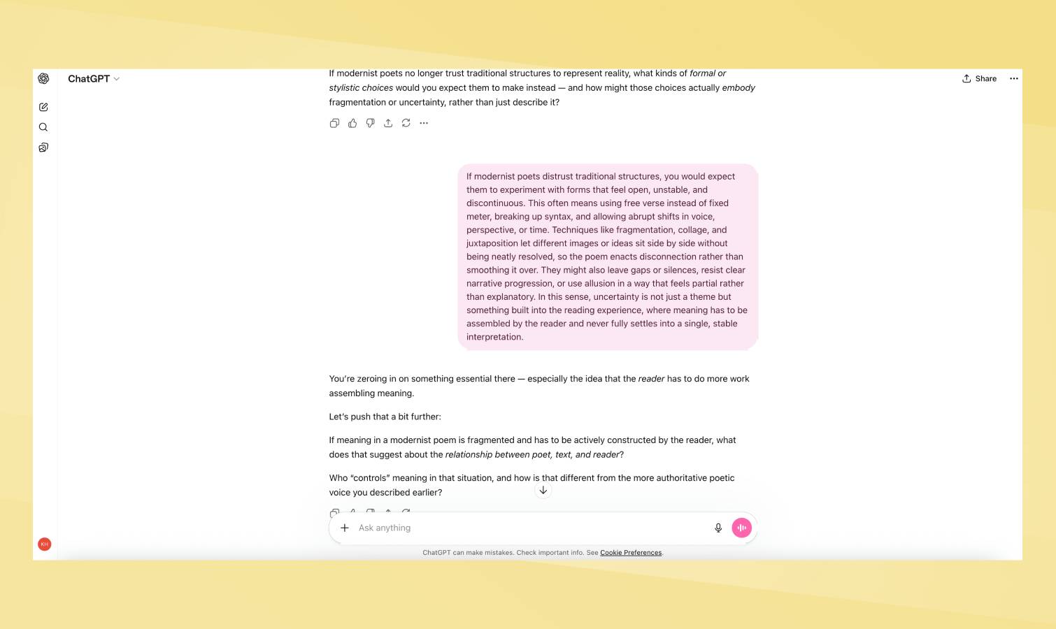 הודעת שאילת ChatGPT