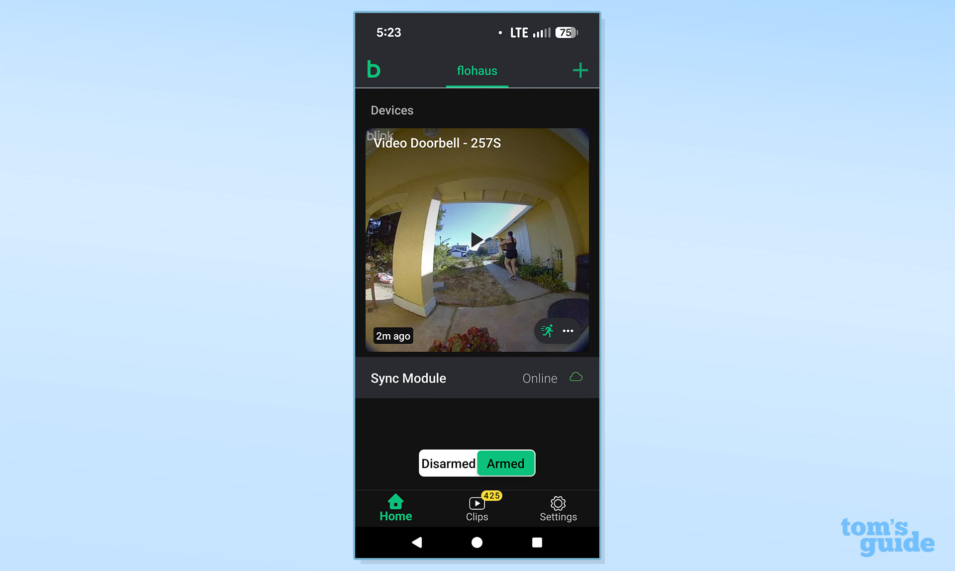 צילום מסך של אפליקציית Blink Video Doorbell (דור שני).