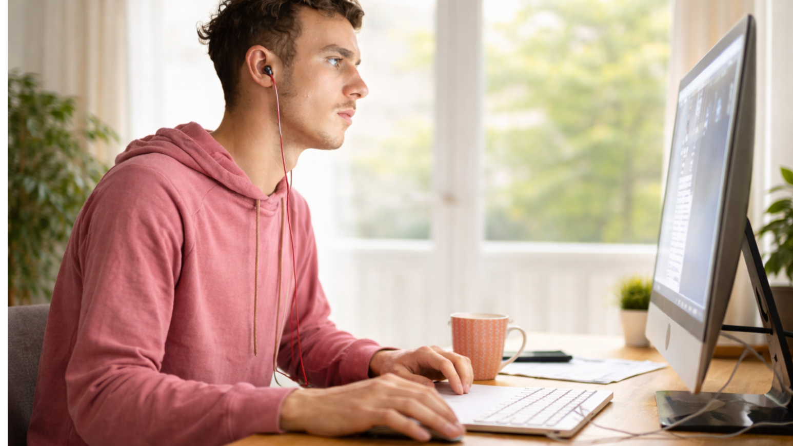 איש ליד המחשב שלו 