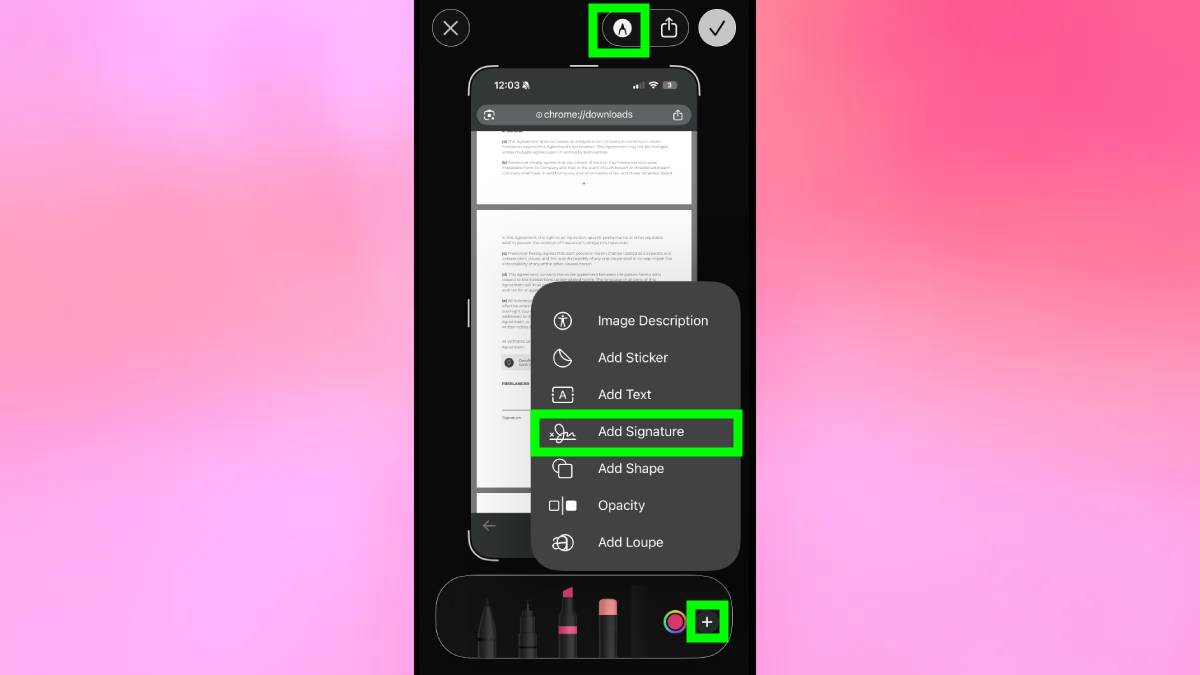הוסף חתימה באייפון
