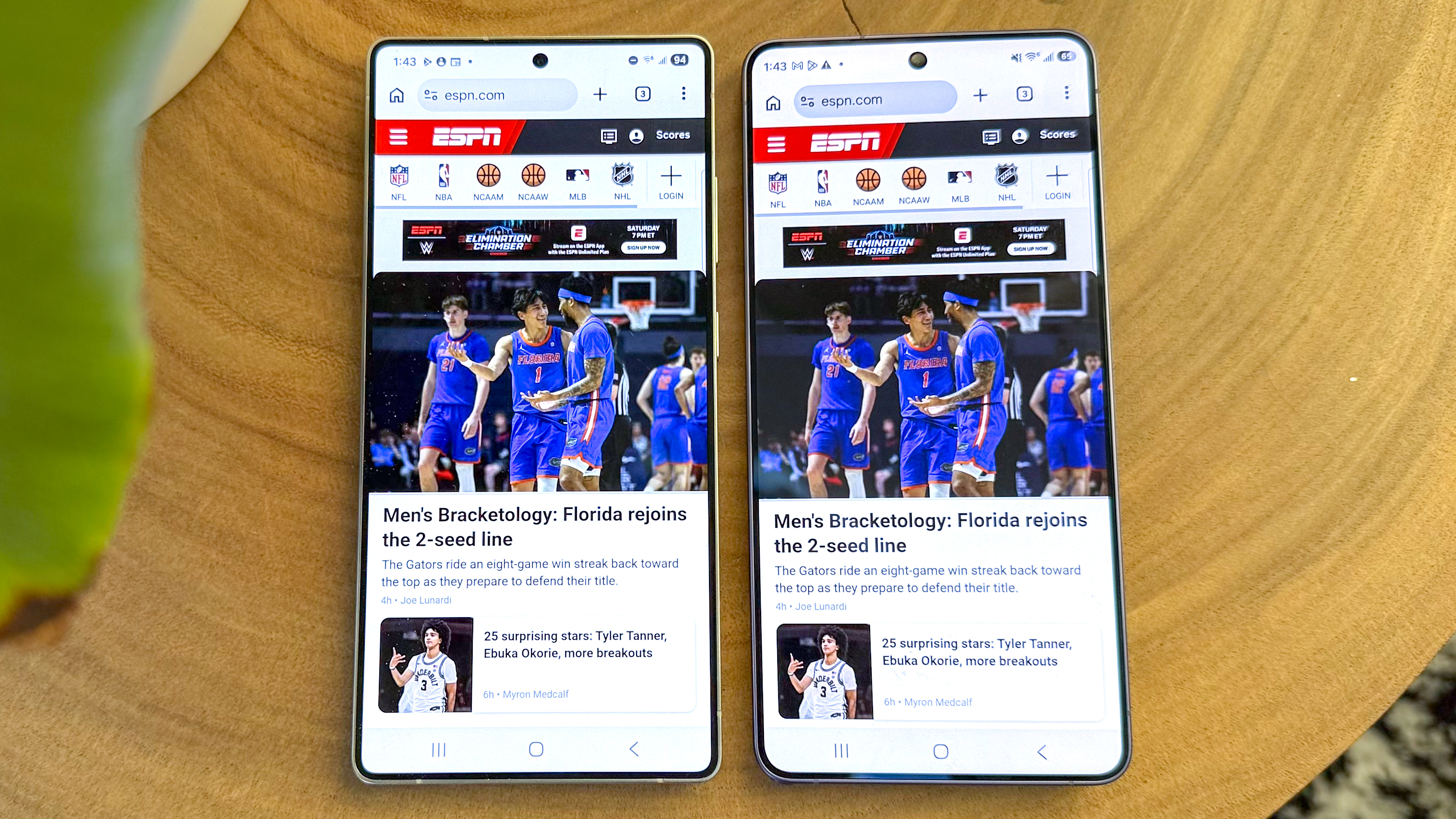 מבחן תצוגה של Galaxy S25 Ultra לעומת Galaxy S26 Ultra.