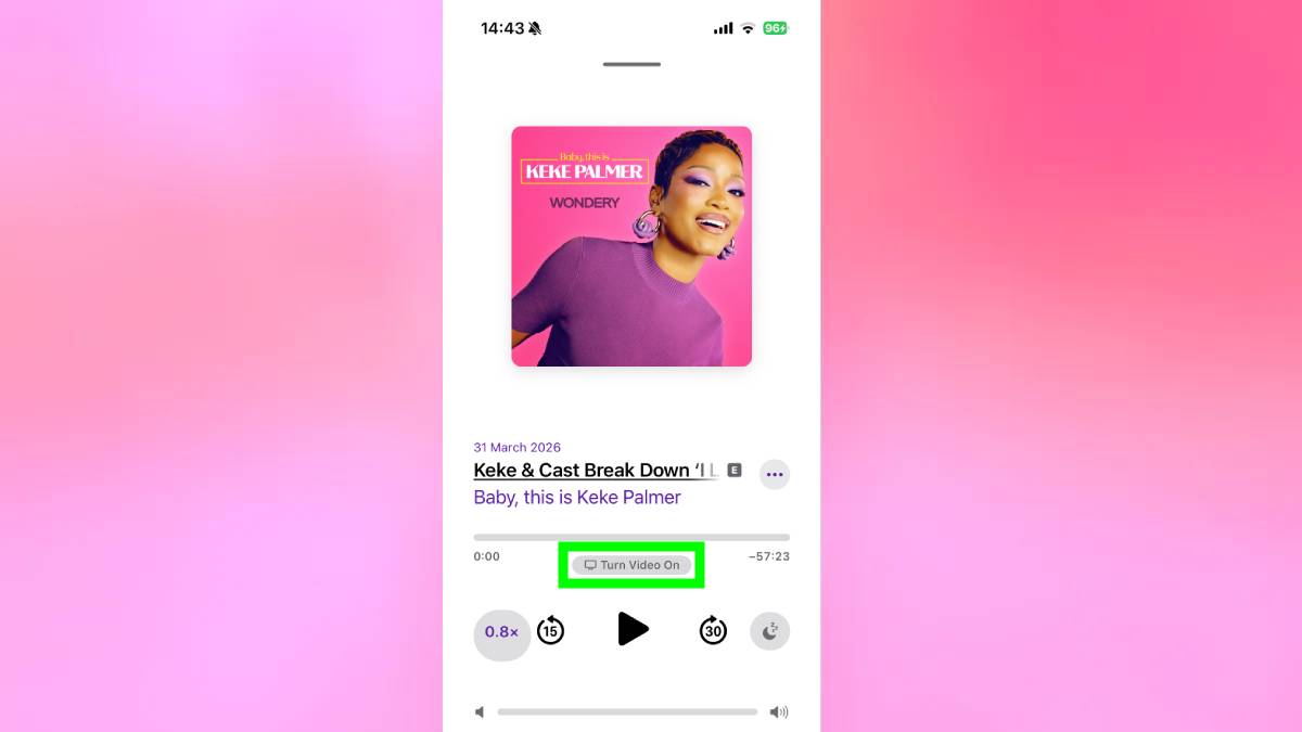 הפעל את הווידאו המודגש ב-Apple Podcasts באייפון