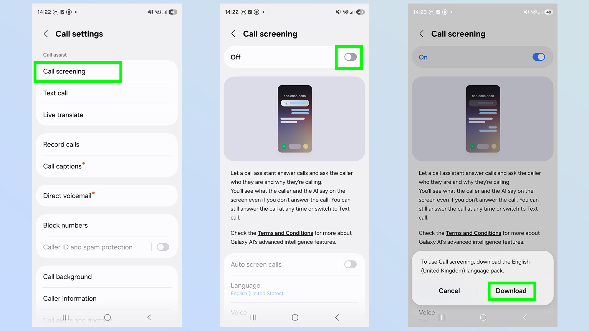 כיצד להגדיר סינון שיחות בגלקסי s26