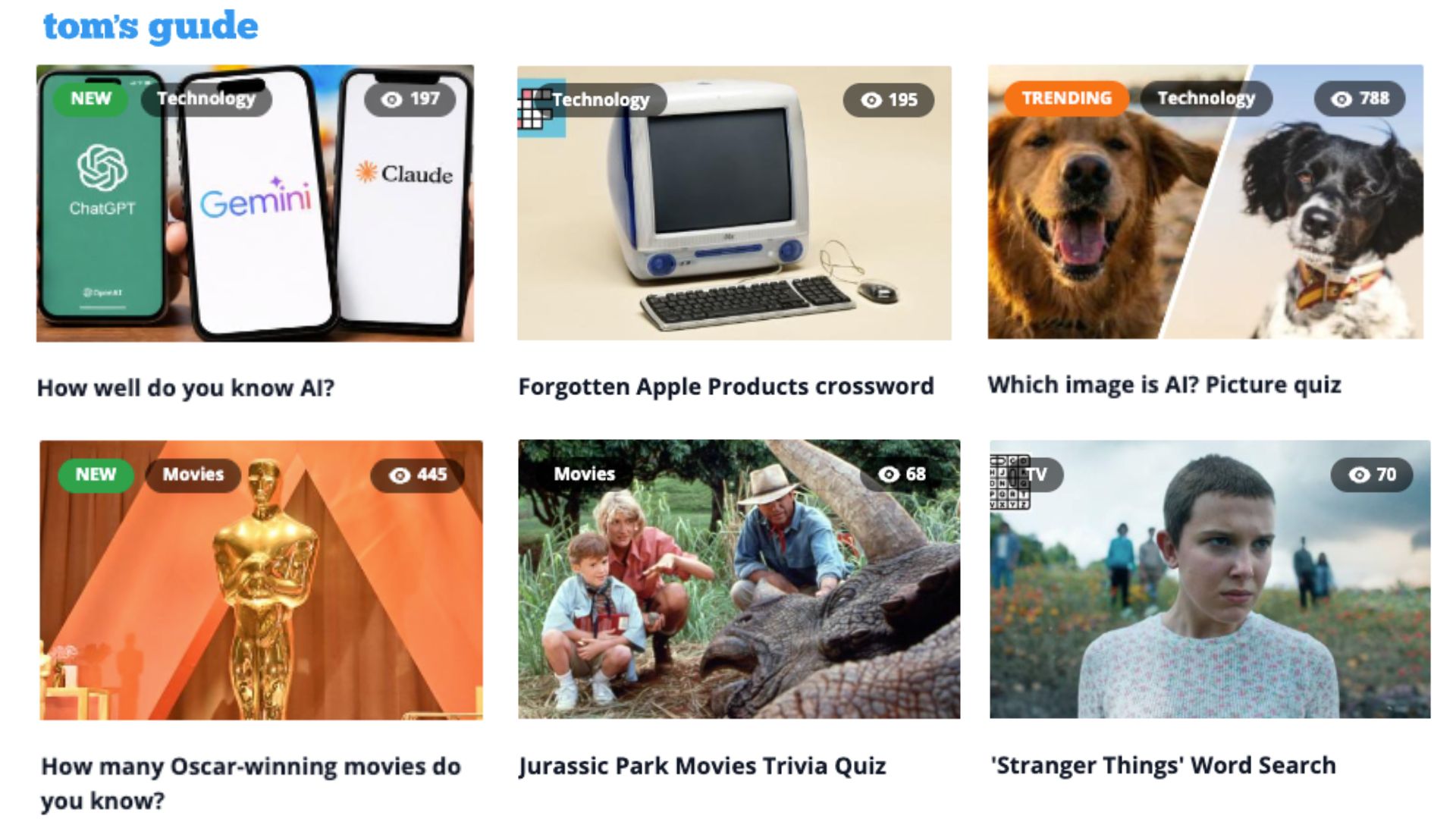 צילום מסך של דף חידות וחידונים של Tom's Guide