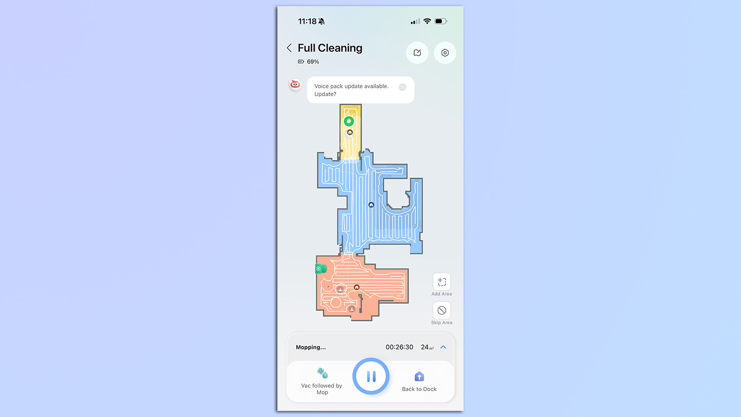 צילום מסך מאפליקציית Roborock של מיפוי Roborock QV 35S