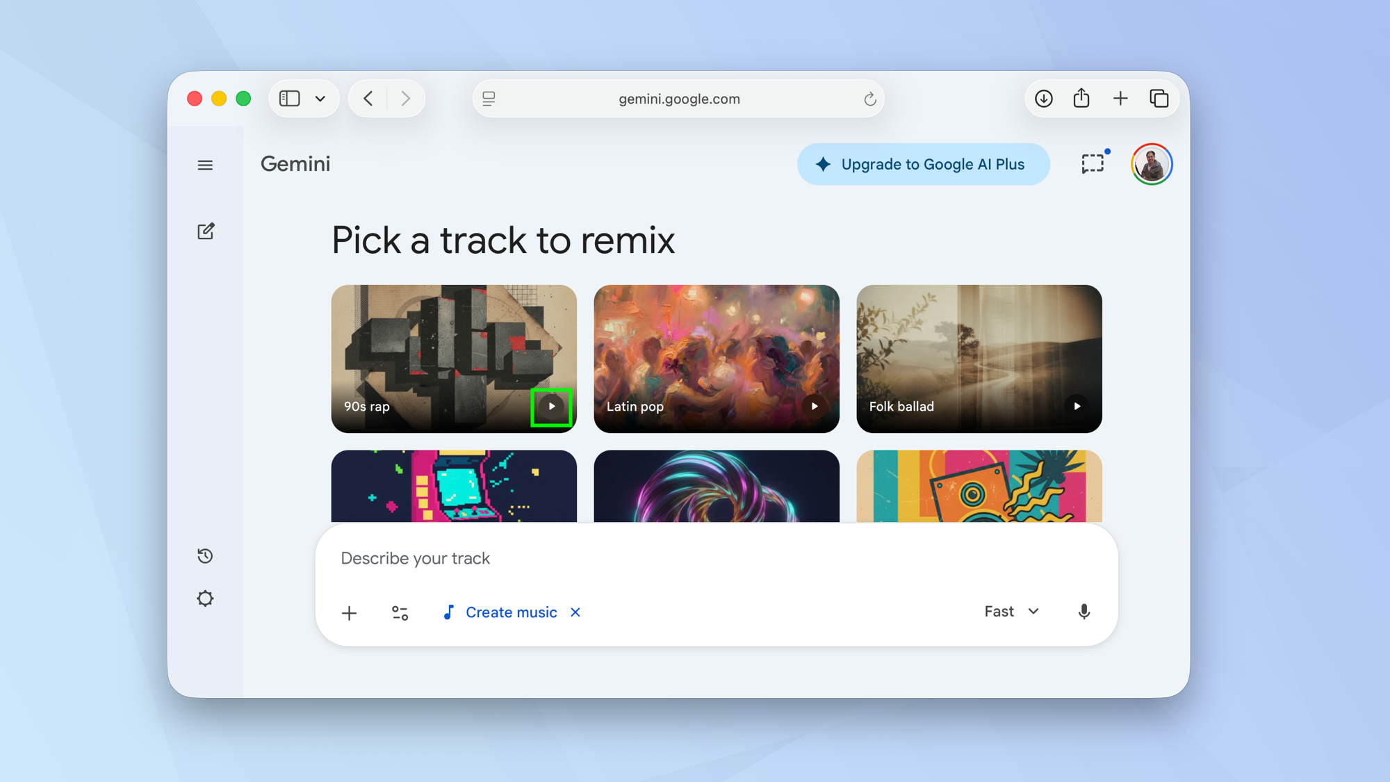 צור מנגינות קצרות של 30 שניות באמצעות Gemini