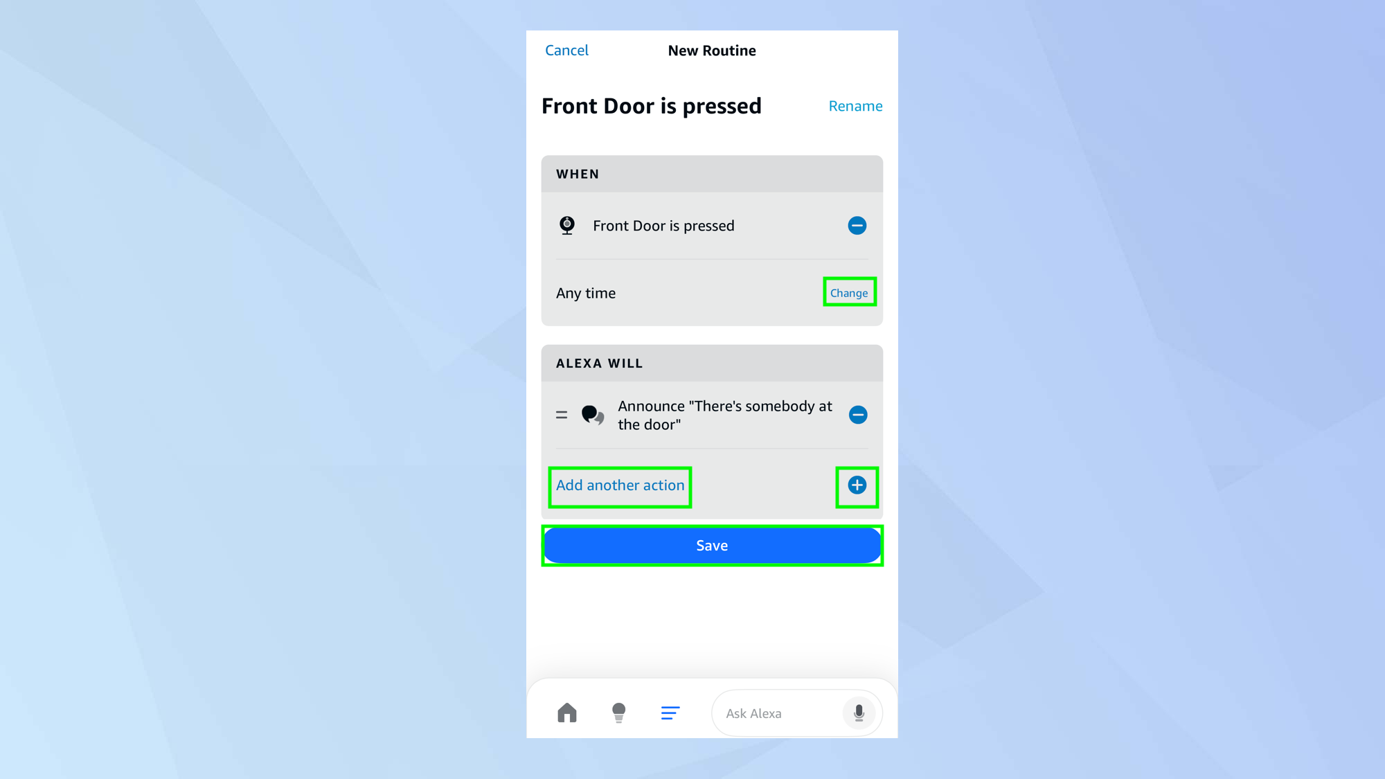 צור שגרות של Alexa המופעלות על ידי מכשיר ה-Ring שלך