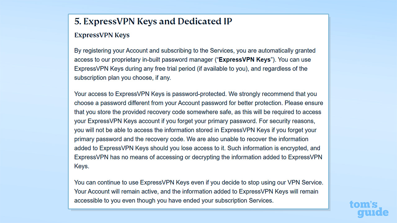 צילום מסך של גרסה בארכיון של תנאי השירות של ExpressVPN, עודכן ב-9 בספטמבר, 2025.