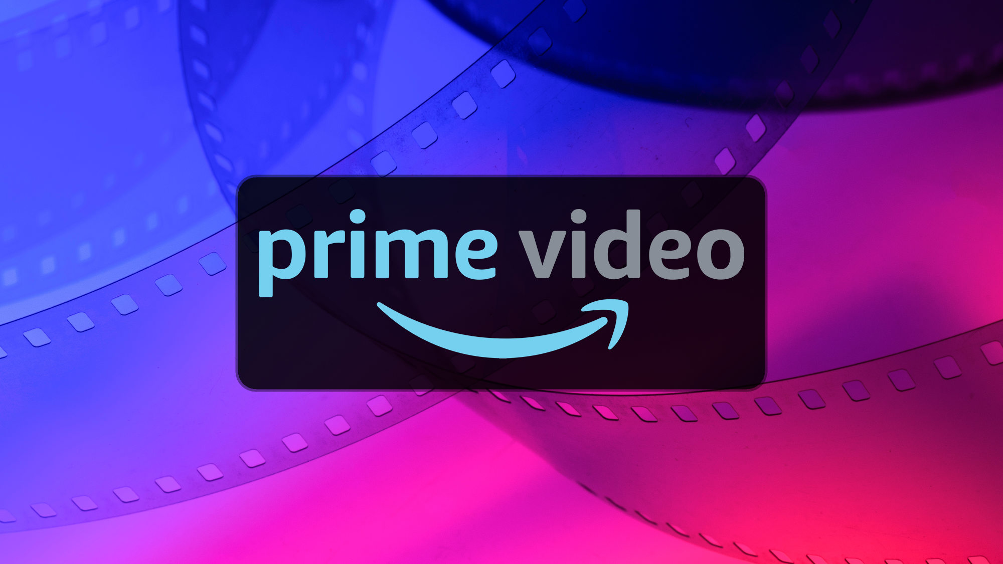 לוגו Prime Video על רקע סליל סרט ורוד כחול