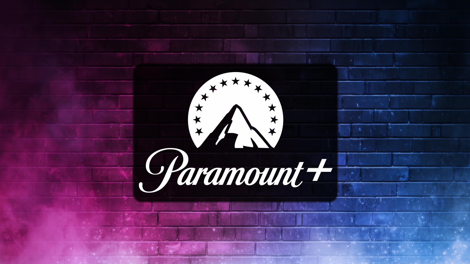 לוגו Paramount+ על רקע עשן כחול סגול