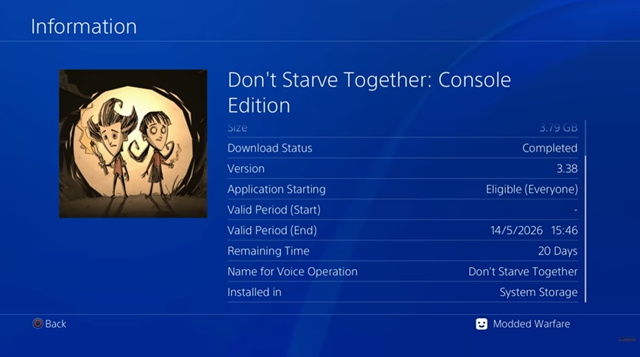 משחק PS4 עם טיימר תקופת תוקף